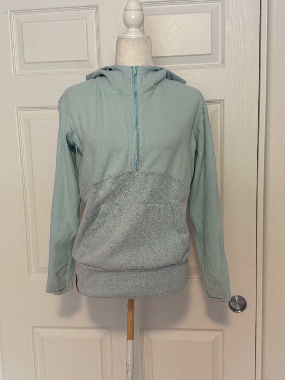 AMPERSAND AVE  Women's Half-Zip Hoodie in Light Blue